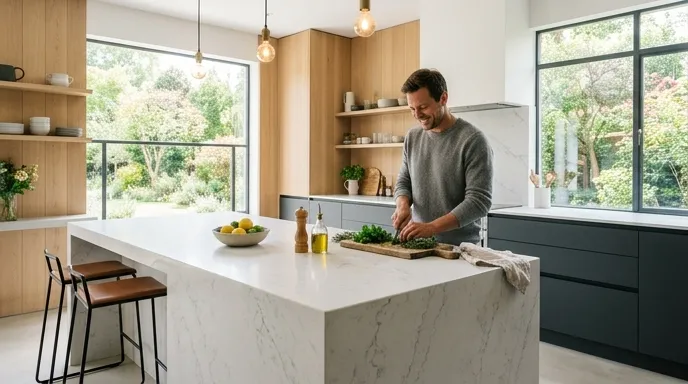 Cocina integral con isla central en Bogotá
